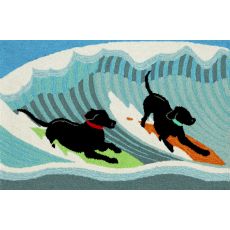 Liora Manne Frontporch Surfing Dogs Indoor/Outdoor Rug - Blue, 20" By 30"
