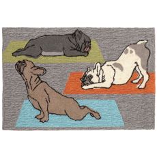 Liora Manne Frontporch Yoga Dogs Indoor/Outdoor Rug - Grey, 24" By 36"