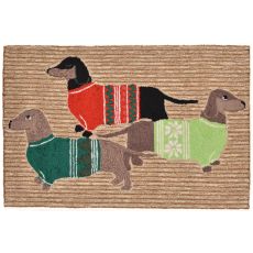 Liora Manne Frontporch Holiday Hounds Indoor/Outdoor Rug - Natural, 24" By 36"