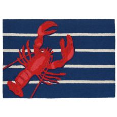 Liora Manne Frontporch Lobster On Stripes Indoor/Outdoor Rug - Navy, 20" By 30"