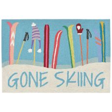 Liora Manne Frontporch Gone Skiing Indoor/Outdoor Rug Blue 24"X36"