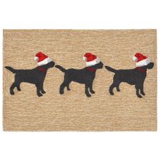 Liora Manne Frontporch 3 Dogs Christmas Indoor/Outdoor Rug - Natural, 24" By 36"