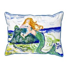 Mermaid On Rock Large Pillow 16X20