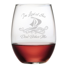 Lost At Sea Etched Stemless Wine Glasses (Set Of 4)