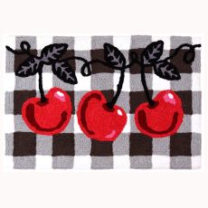 Cherries On Checks Indoor/Outdoor Rug, 20" X 30"