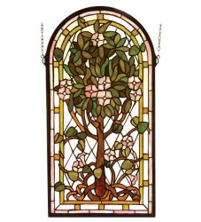 15"W X 29"H Arched Tree Of Life Stained Glass Window