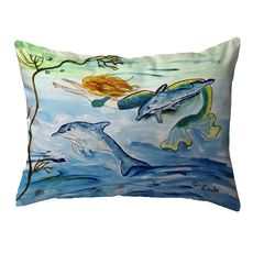 Mermaid & Dolphins Large Noncorded Pillow 16x20