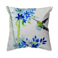 Hummingbird & Blue Flowers No Cord Pillow 18X18