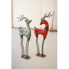 Recycled Red Iron Deer, Set of 2