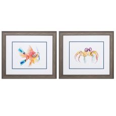 Fish Crab Set of 2 Framed Beach Wall Art