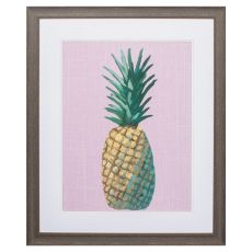 Pineapple On Pink Framed Beach Wall Art