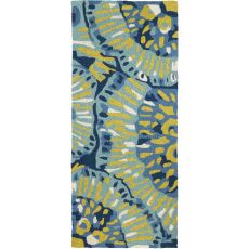 Gloriosa Blue Floral Indoor Outdoor Hand Hooked Rug, 26 X 60 Runner