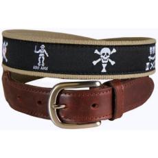 Pirate Flags Leather Tab Belt