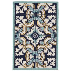 Liora Manne Ravella Floral Tile Indoor/Outdoor Rug - Blue, 24" By 36"