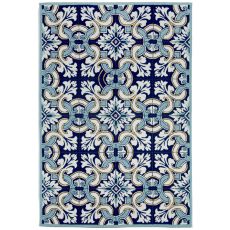 Liora Manne Ravella Floral Tile Indoor/Outdoor Rug - Blue, 42" By 66"