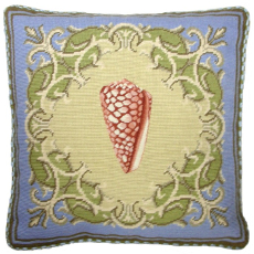 Red Shell Needlepoint Pillow