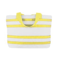 Sailcloth Cabana Medium Striped Tote, White with Yellow Strips