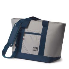 Sailcloth Silver Spinnaker Insulated Cooler Tote, Silver with Blue Trim