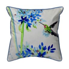 Hummingbird & Blue Flowers Small Pillow 12X12