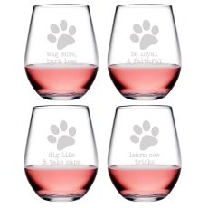 Dog Wisdom Asst Tritan Stemless Tumblers, S/4