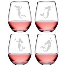Mermaid Asst Tritan Stemless Wine Tumblers, S/4