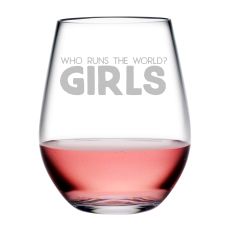 Who Runs the World Tritan Stemless Wine Tumblers, S/4