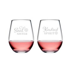 Kindred Spirit & Soul Sister Tritan Stemless Wine Tumblers, S/2