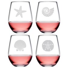 Seashore Asst Tritan Stemless Wine Tumblers S/4