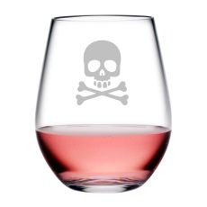 Skull & Crossbones Tritan Stemless Wine Tumblers, S/4