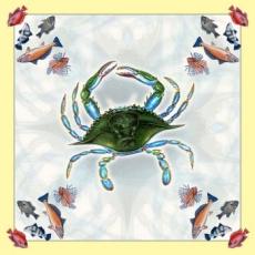 Crab And Assorted Fish Square Table Cloth