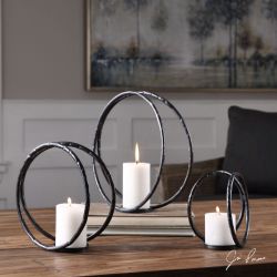 Pina Curved Metal Candleholders S/3
