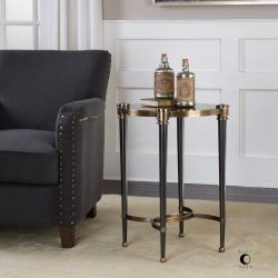 Thora Brushed Black Accent Table