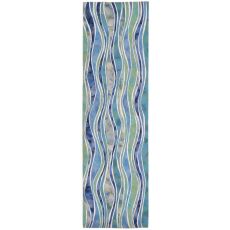 Liora Manne Visions Iii Wave Indoor/Outdoor Rug - Blue, 27" By 8'