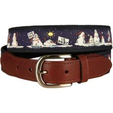 Naughty Snowmen Leather Tab Belt