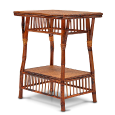 Bombay Side Table Woven Top and Shelf Frame Color - Antique Tortoise