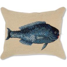 Blue Fish 2 Needlepoint Pillow
