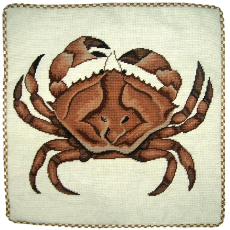 Brown Crab Needlepoint Pillow