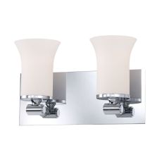 Flare 2 Light Vanity In Chrome And White Opal Glass