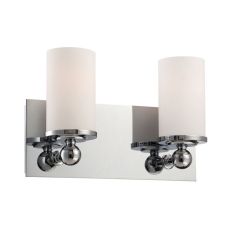Adam 2 Light Vanity In Chrome And White Opal Glass