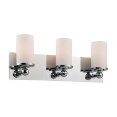 Adam 3 Light Vanity In Chrome And White Opal Glass
