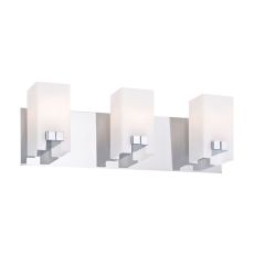 Gemelo 3 Light Vanity In Chrome And White Opal Glass