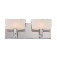 Toby 2 Light Vanity In Satin Nickel And White Opal Glass