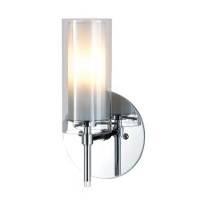 Tubolaire 1 Light Sconce In Chrome With Clear Outer Glass And Frosted Interior Glass