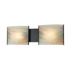 Pannelli 2 Light Vanity In Oil Rubbed Bronze And Hand-Moulded Honey Alabaster Glass