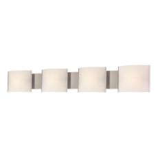Pannelli 4 Light Vanity In Stainless Steel And Hand-Moulded White Opal Glass