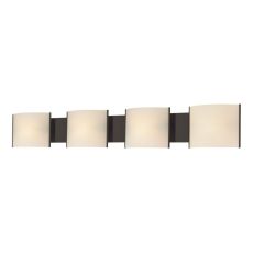 Pannelli 4 Light Vanity In Oil Rubbed Bronze And Hand-Moulded White Opal Glass