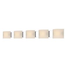Pannelli 5 Light Vanity In Chrome And Hand-Moulded White Opal Glass
