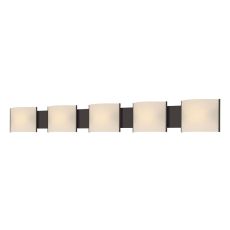 Pannelli 5 Light Vanity In Oil Rubbed Bronze And Hand-Moulded White Opal Glass