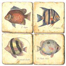 Four Fish Marble Coasters