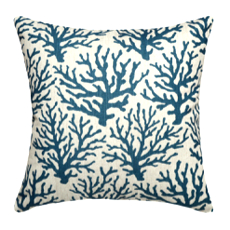 Coral Navy Linen Pillow